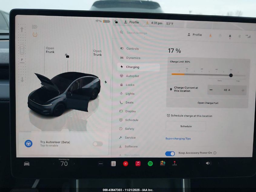 2026 Tesla Model Y Long Range Dual Motor All-Wheel Drive/Long Range Launch Series VIN: 7SAYGDEE3TA432453 Lot: 43647303