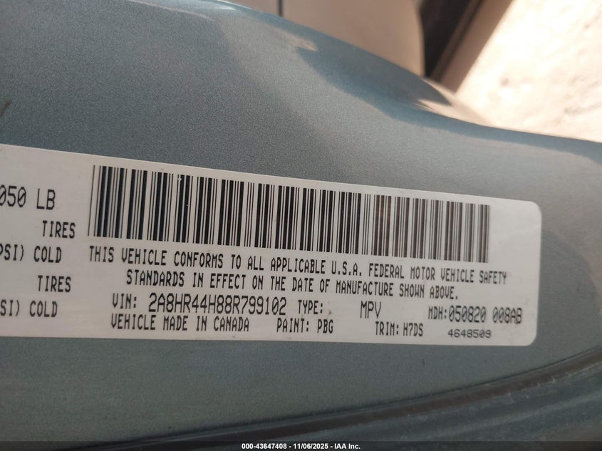 2A8HR44H88R799102 2008 CHRYSLER TOWN & COUNTRY photo no. 9