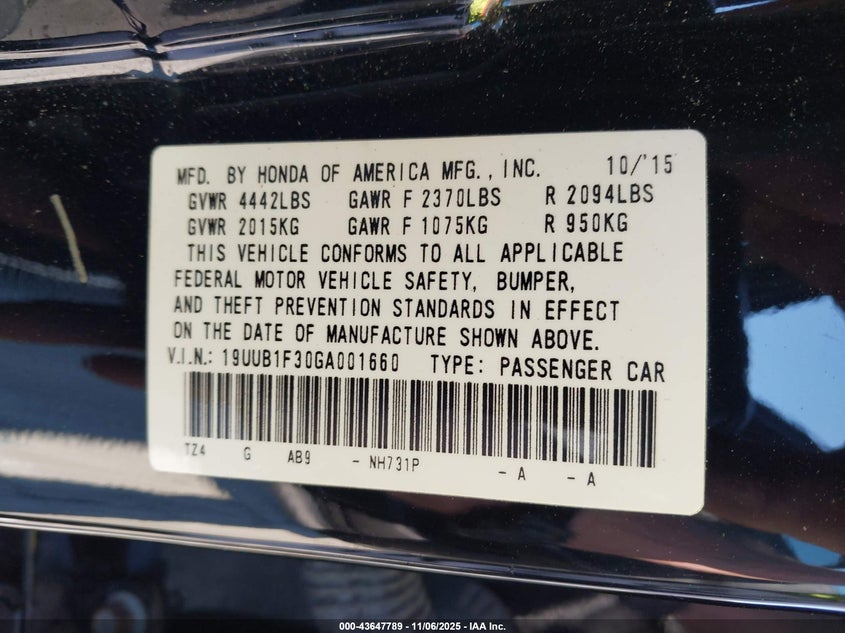 2016 ACURA TLX - 19UUB1F30GA001660