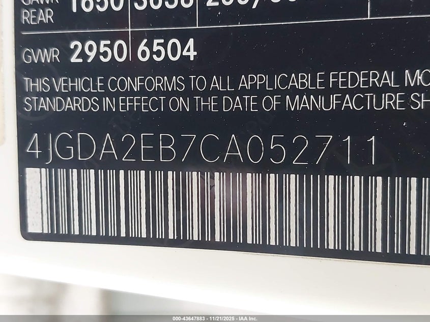 2012 Mercedes-Benz Ml 350 Bluetec 4Matic VIN: 4JGDA2EB7CA052711 Lot: 43647883