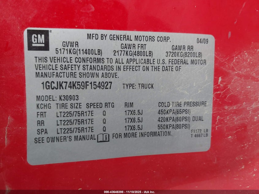 1GCJK74K59F154927 2009 CHEVROLET SILVERADO photo no. 8