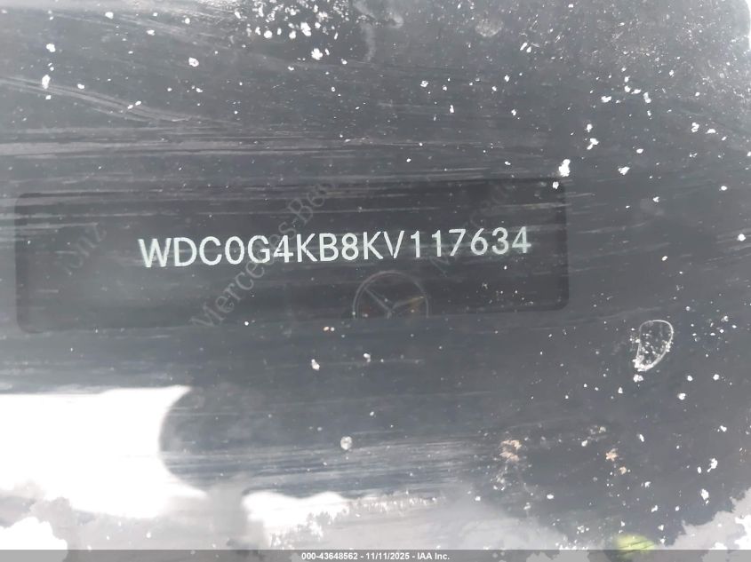 2019 Mercedes-Benz Glc 300 4Matic VIN: WDC0G4KB8KV117634 Lot: 43648562
