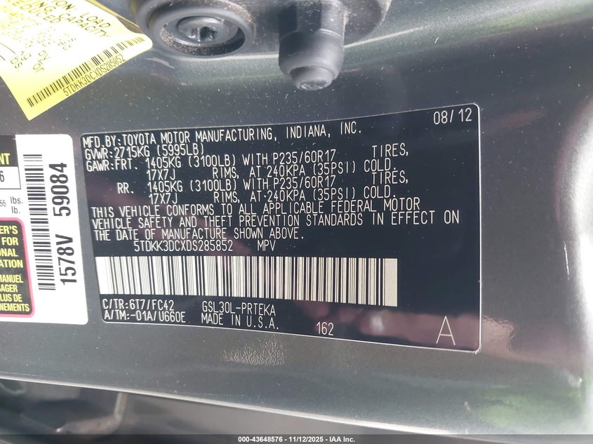 5TDKK3DCXDS285852 2013 TOYOTA SIENNA photo no. 9