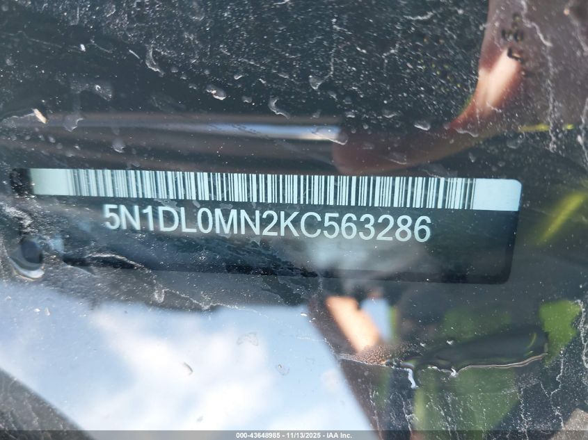 2019 Infiniti Qx60 Luxe VIN: 5N1DL0MN2KC563286 Lot: 43648985