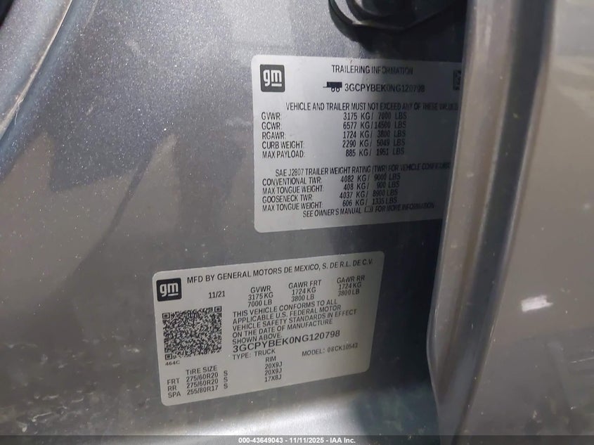 2022 CHEVROLET SILVERADO 1500 LTD 4WD  SHORT BED CUSTOM - 3GCPYBEK0NG120798