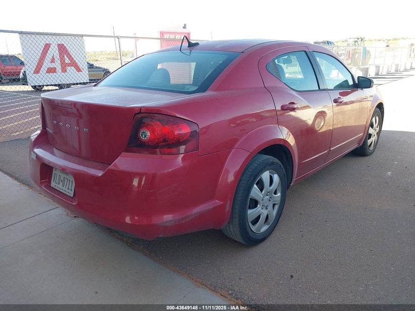 Vin: 1c3cdzab0cn168013, lot: 44144361, dodge avenger se 20124