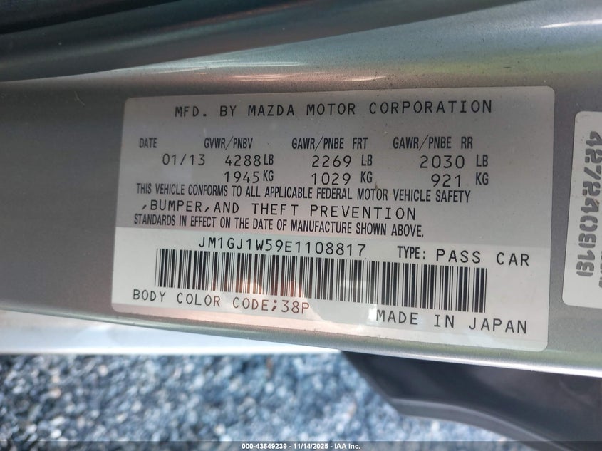 2014 Mazda Mazda6 I Grand Touring VIN: JM1GJ1W59E1108817 Lot: 43649239