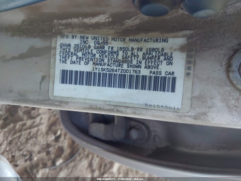 1Y1SK5264TZ001763 1996 GEO PRIZM photo no. 9