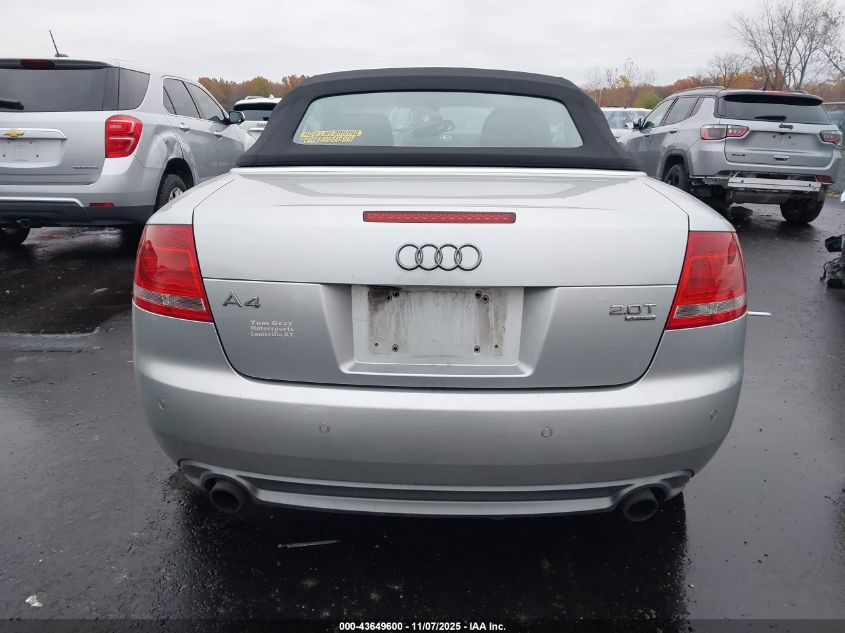 2009 Audi A4 2.0T Cabriolet Quattro VIN: WAUDF48H79K008418 Lot: 43649600