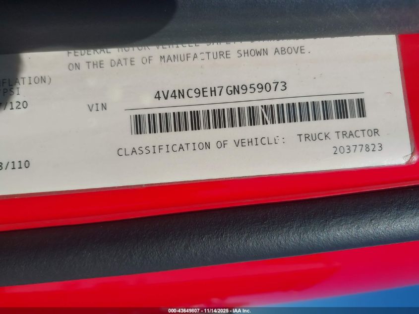 2016 Volvo Vn Vnl VIN: 4V4NC9EH7GN955413 Lot: 43649807