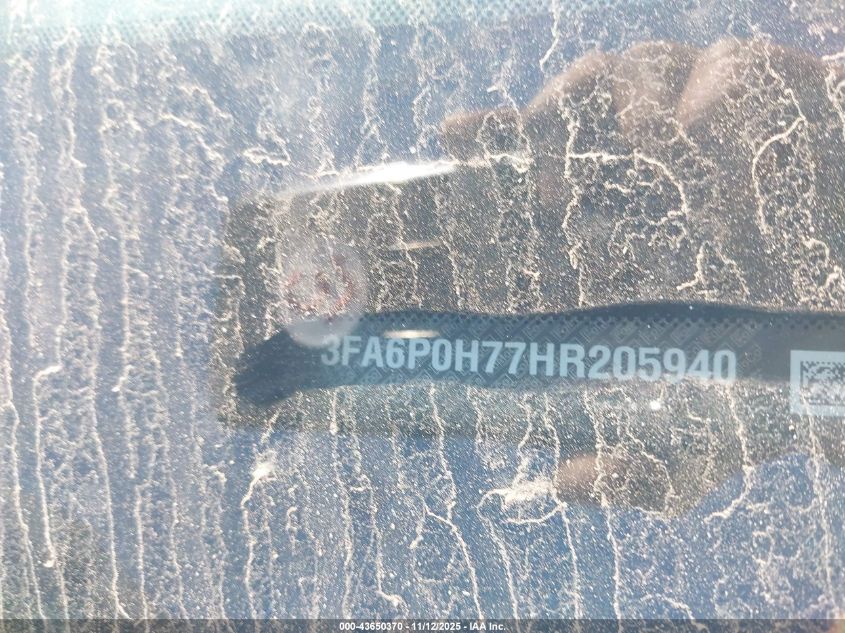 2017 Ford Fusion Se VIN: 3FA6P0H77HR205940 Lot: 43650370