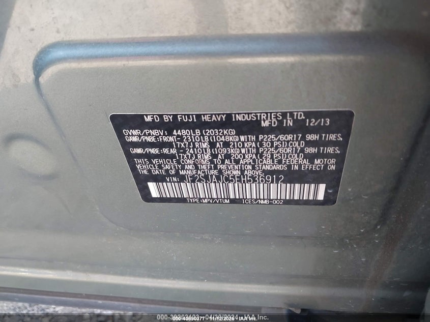 2014 Subaru Forester 2.5I Limited VIN: JF2SJAJC5EH536912 Lot: 43650377