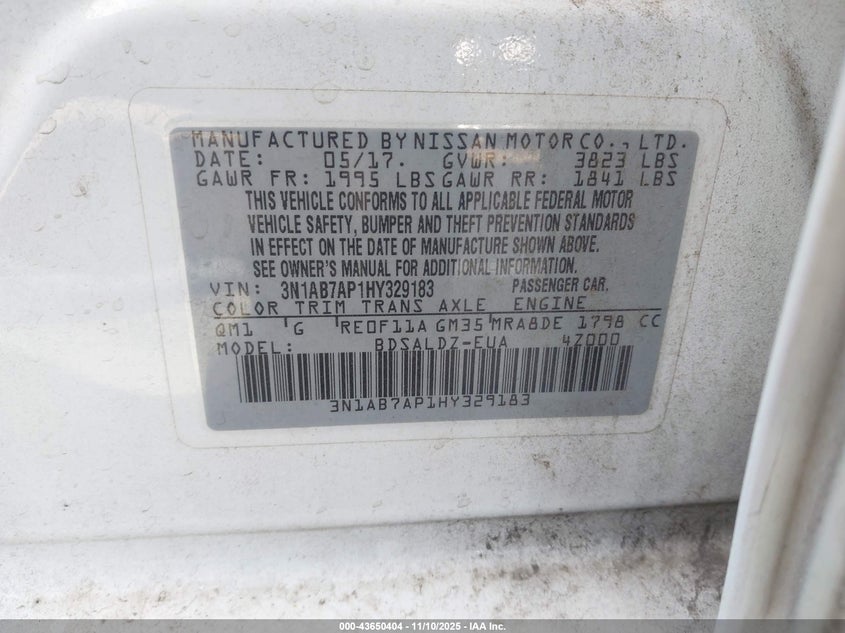 3N1AB7AP1HY329183 2017 NISSAN SENTRA photo no. 9