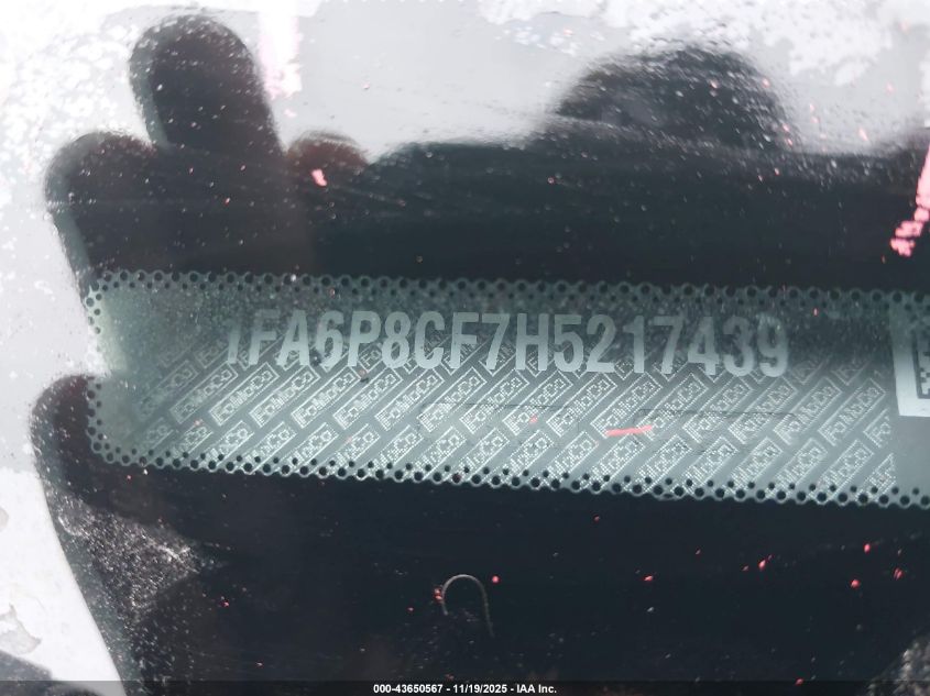 2017 Ford Mustang Gt Premium VIN: 1FA6P8CF7H5217439 Lot: 43650567