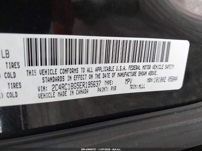 2014 Chrysler Town & Country Touring VIN: 2C4RC1BG5ER195637 Lot: 43650707