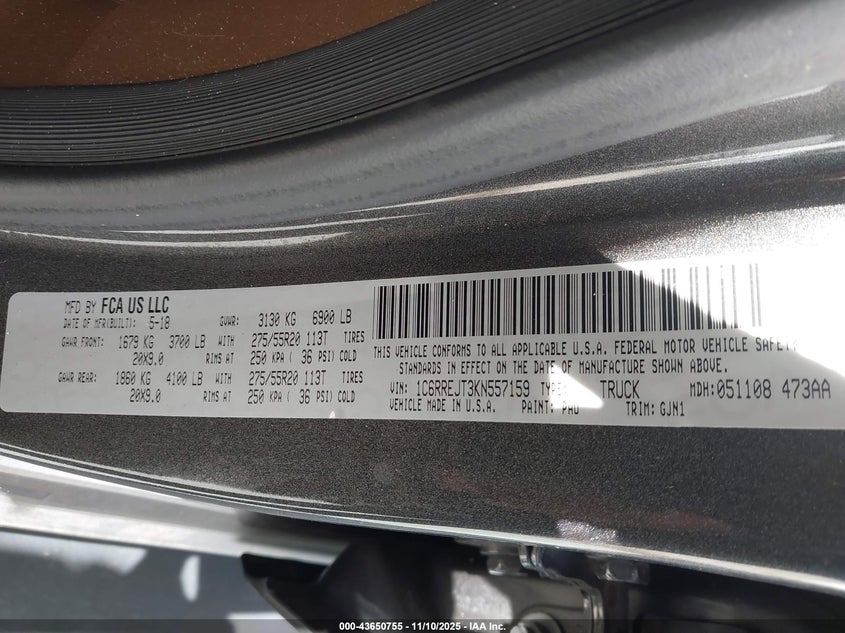 1C6RREJT3KN557159 2019 RAM 1500 photo no. 9