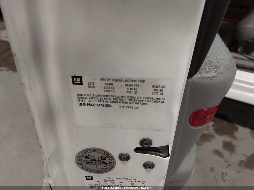 2004 Buick Lesabre Custom VIN: 1G4HP54K144121654 Lot: 43650810