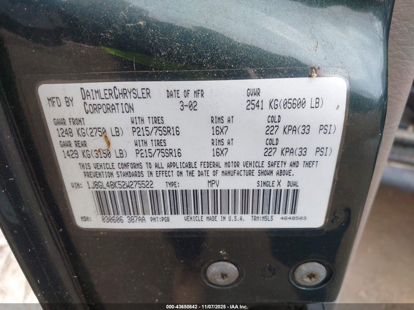 1J8GL48K52W275522 2002 JEEP LIBERTY (NORTH AMERICA) photo no. 9