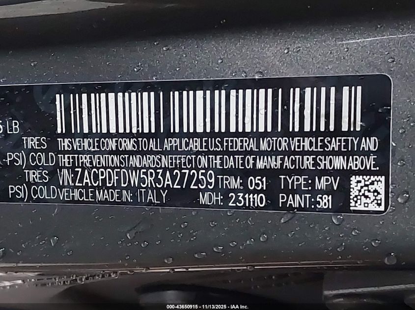 2024 Dodge Hornet R/T Plus Eawd VIN: ZACPDFDW5R3A27259 Lot: 43650915