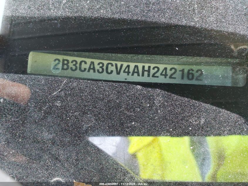 2010 Dodge Charger Sxt VIN: 2B3CA3CV4AH242162 Lot: 43650997