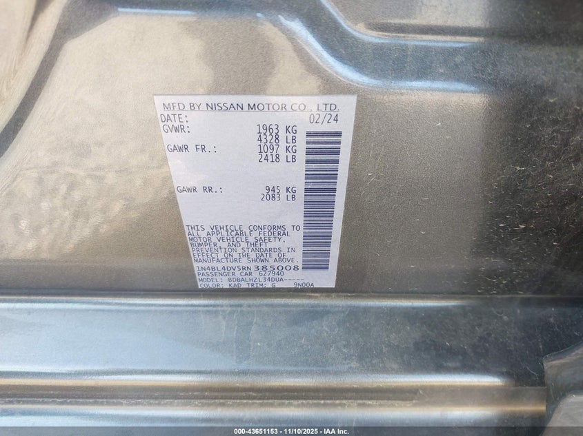 1N4BL4DV5RN385008 2024 NISSAN ALTIMA photo no. 9