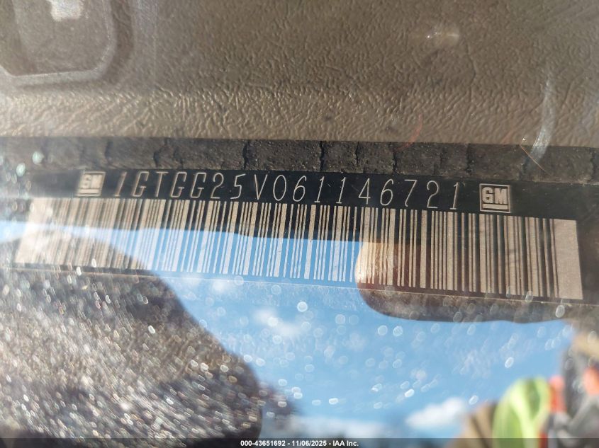 2006 GMC Savana Work Van VIN: 1GTGG25V061146721 Lot: 43651692