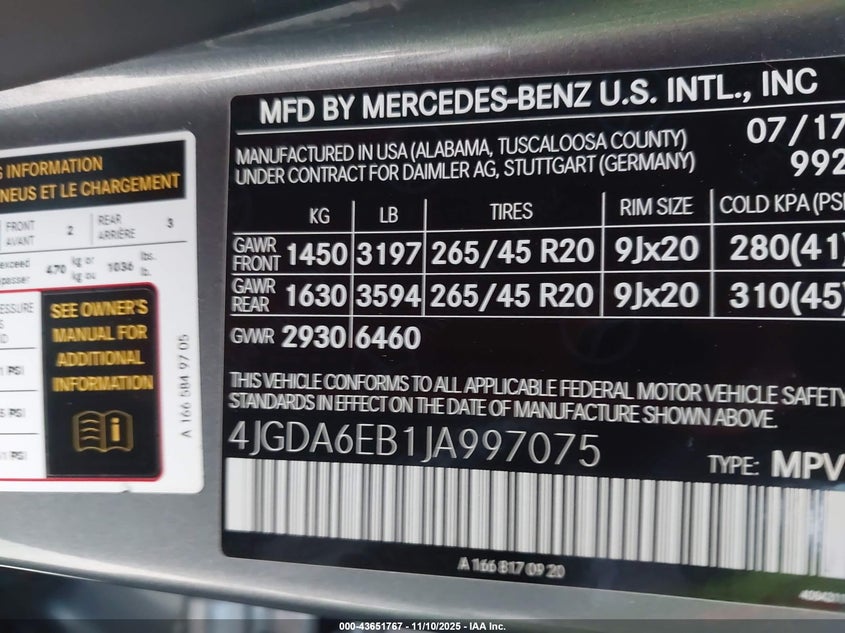 2018 MERCEDES-BENZ AMG GLE 43 4MATIC - 4JGDA6EB1JA997075