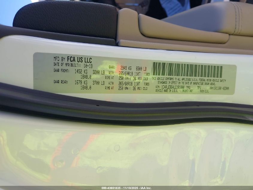 2020 Jeep Grand Cherokee Limited 4X2 VIN: 1C4RJEBG4LC181800 Lot: 43651835