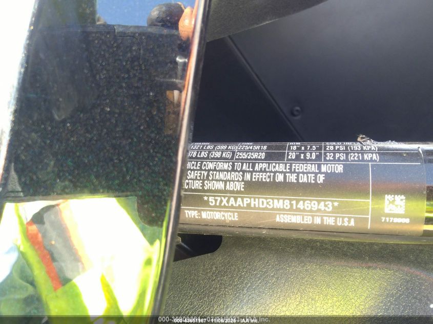 2021 Polaris Slingshot Sl VIN: 57XAAPHD3M8146943 Lot: 43651967