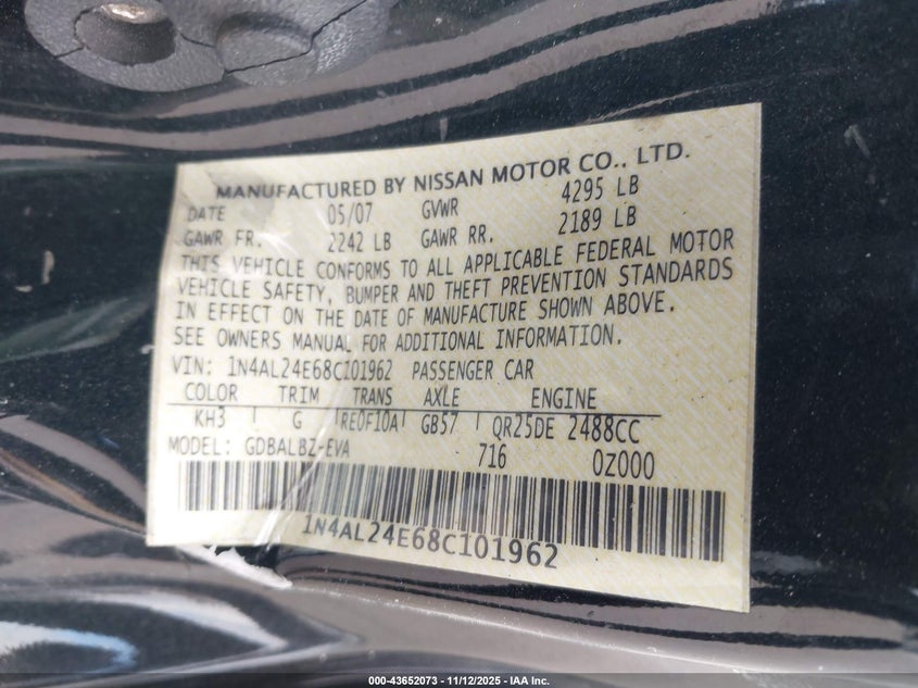 1N4AL24E68C101962 2008 NISSAN ALTIMA photo no. 9