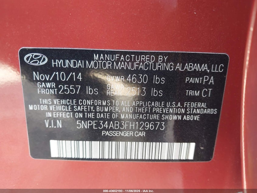 2015 HYUNDAI SONATA LIMITED 2.0T - 5NPE34AB3FH129673