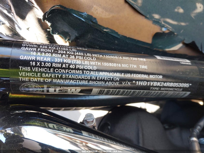 2024 Harley-Davidson Flhcs VIN: 1HD1YBK24RB053095 Lot: 43652229