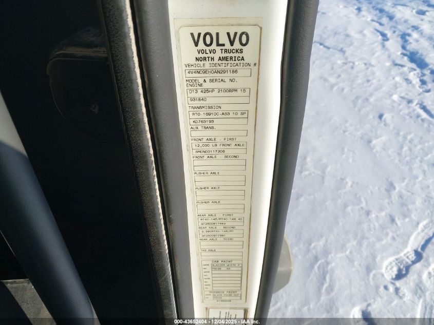 2010 Volvo Vn Vnl VIN: 4V4NC9EH0AN291186 Lot: 43652404