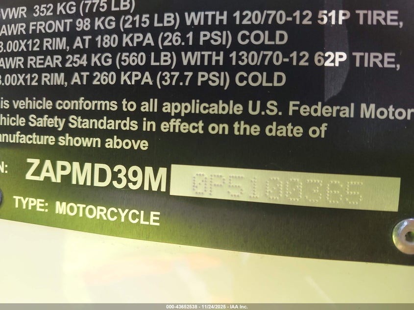 VIN ZAPMD39M0P5100365 2023 VESPA GTS/SEI GIORNI 300