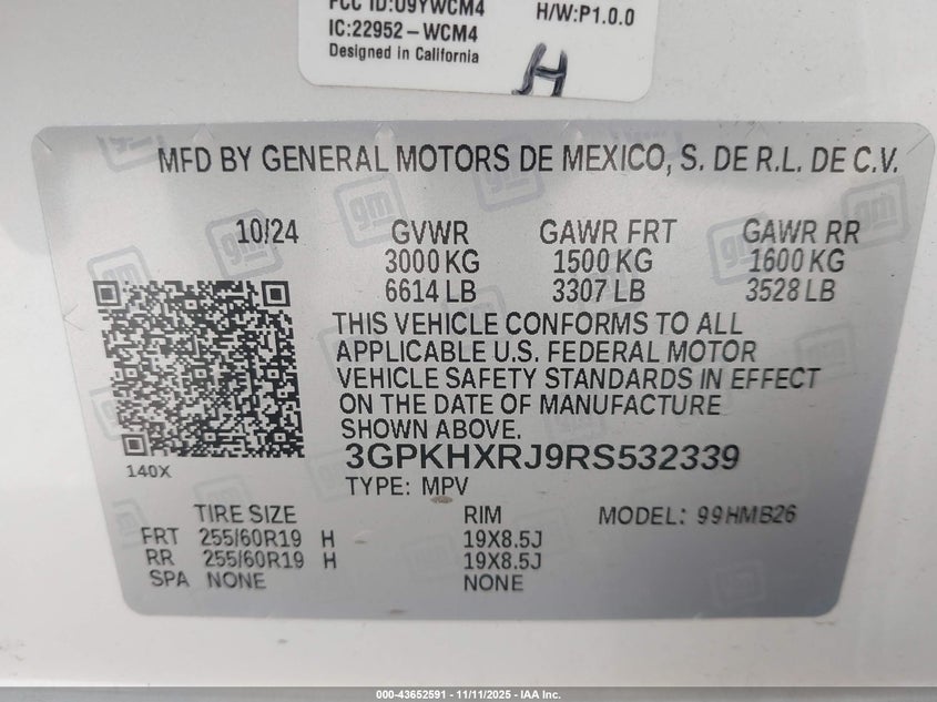 2024 Honda Prologue Touring VIN: 3GPKHXRJ9RS532339 Lot: 43652591