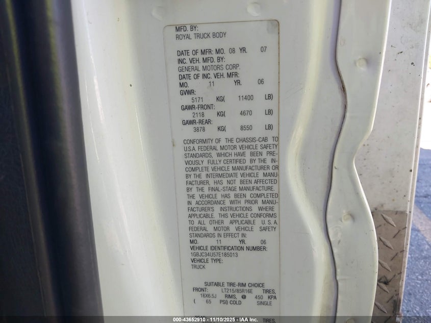 1GBJC34U57E185013 2007 CHEVROLET  photo no. 13