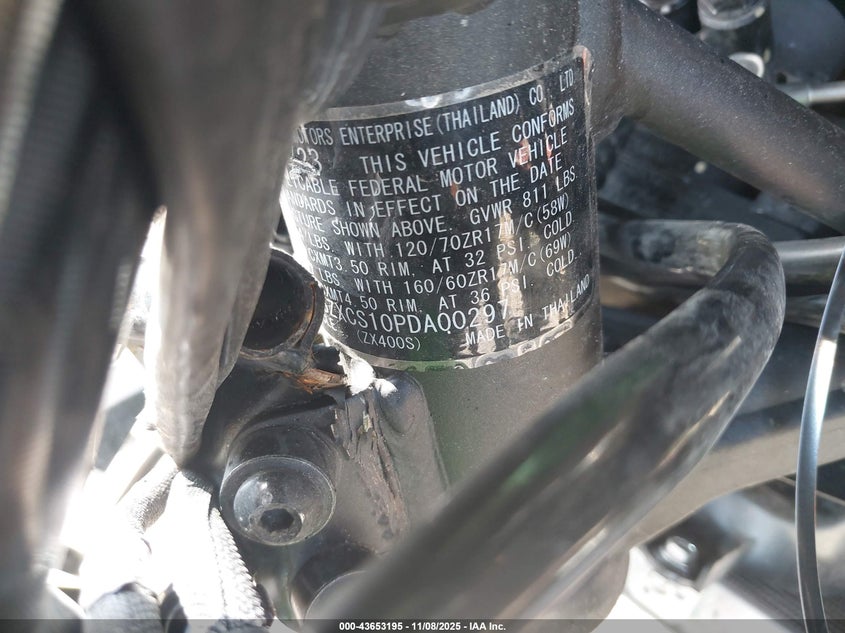 2023 Kawasaki Zx400 S VIN: ML5ZXCS10PDA00297 Lot: 43653195