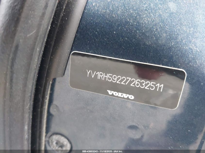 2007 Volvo S60 2.5T VIN: YV1RH592272632511 Lot: 43653243