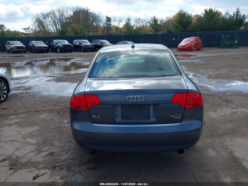 2006 Audi A4 2.0T VIN: WAUDF78E86A204389 Lot: 43653245
