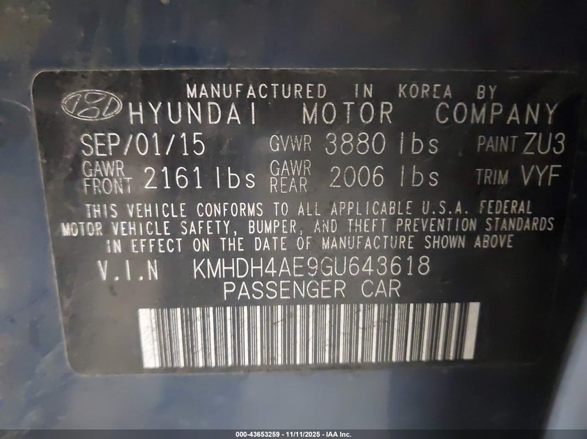 2016 HYUNDAI ELANTRA SE - KMHDH4AE9GU643618