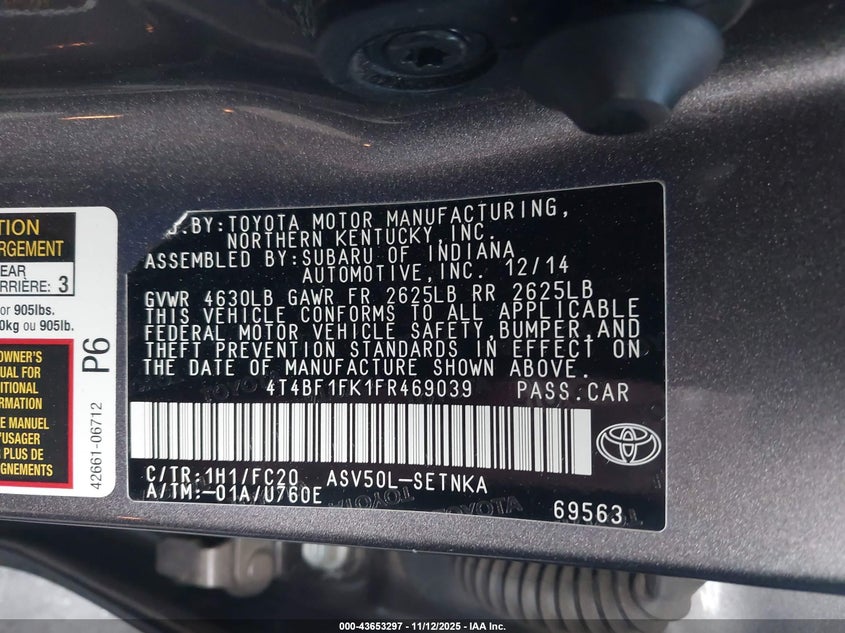 4T4BF1FK1FR469039 2015 TOYOTA CAMRY photo no. 9