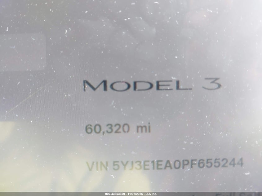 2023 Tesla Model 3 Rear-Wheel Drive VIN: 5YJ3E1EA0PF655244 Lot: 43653359