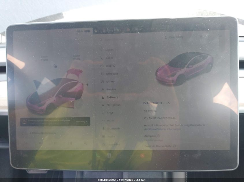 2023 Tesla Model 3 Rear-Wheel Drive VIN: 5YJ3E1EA0PF655244 Lot: 43653359