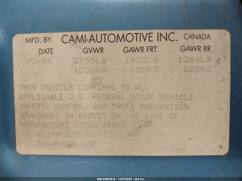2C1MR5292S6713165 1995 GEO METRO photo no. 9