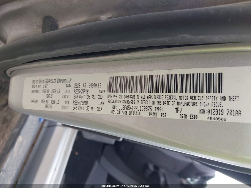 2007 Jeep Wrangler Sahara VIN: 1J8FA54127L159675 Lot: 43653621