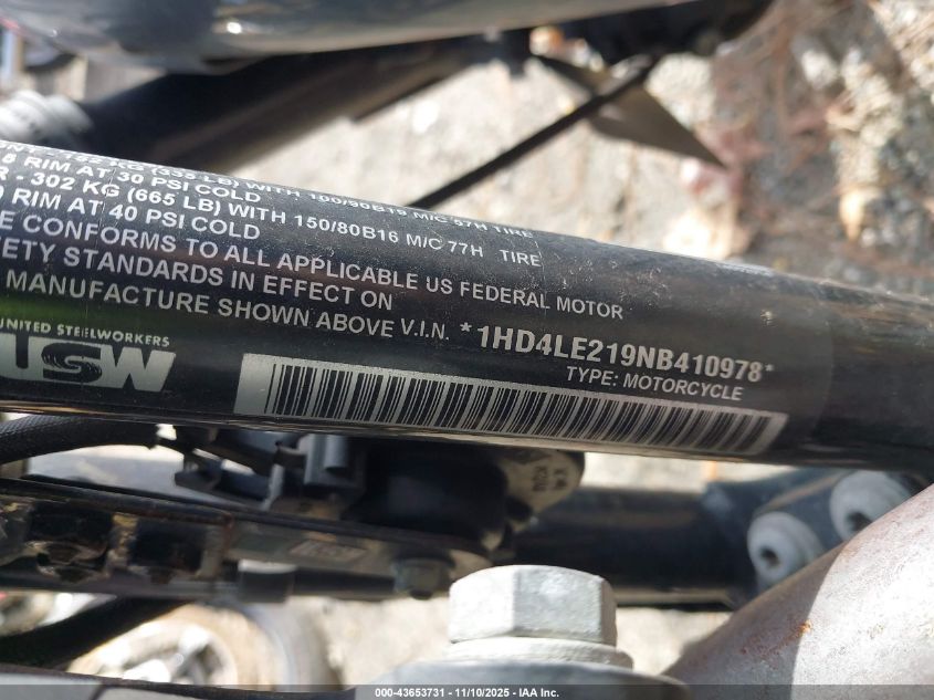 2022 Harley-Davidson Xl883 N VIN: 1HD4LE219NB410978 Lot: 43653731