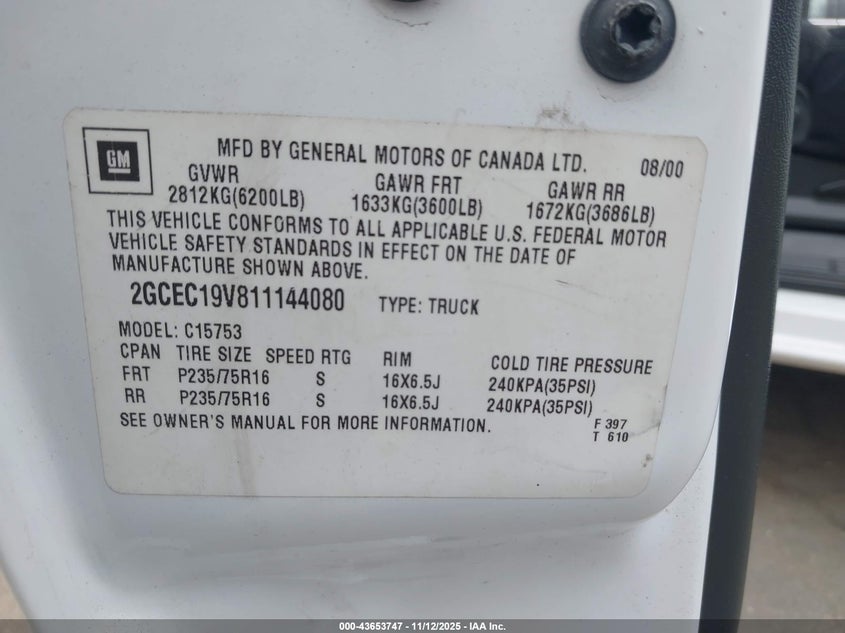 2GCEC19V811144080 2001 CHEVROLET SILVERADO photo no. 9