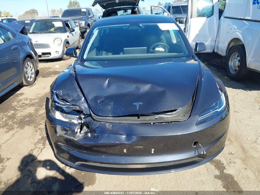 2025 Tesla Model 3 Long Range Rear-Wheel Drive/Standard VIN: 5YJ3E1EA6SF889767 Lot: 43654141