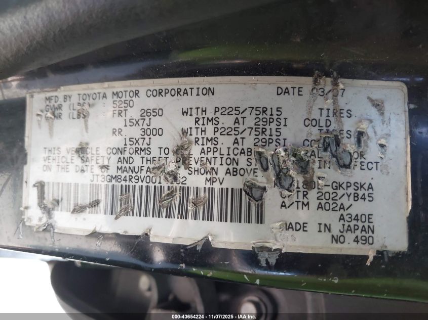 1997 Toyota 4Runner VIN: JT3GM84R9V0014162 Lot: 43654224