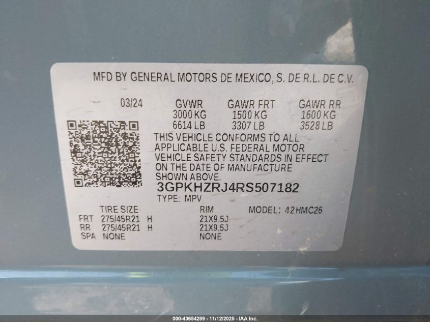 2024 Honda Prologue Elite VIN: 3GPKHZRJ4RS507182 Lot: 43654289